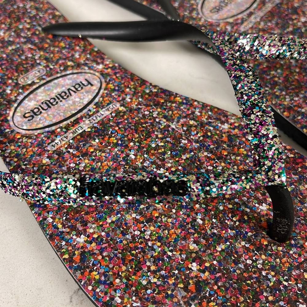Havaianas Women's Slim Carnaval Flip Flop Sandals, Multicolor Glitter Size 11/12 - Picture 16 of 17